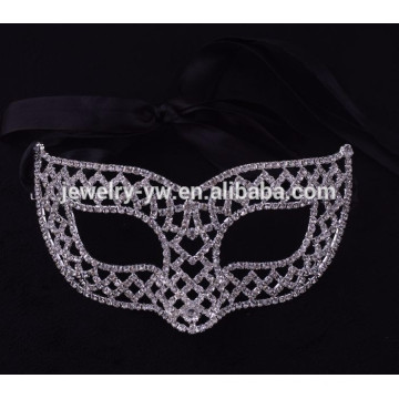 Masque de masque en cristal plaqué argent en métal à la mode pour la fête